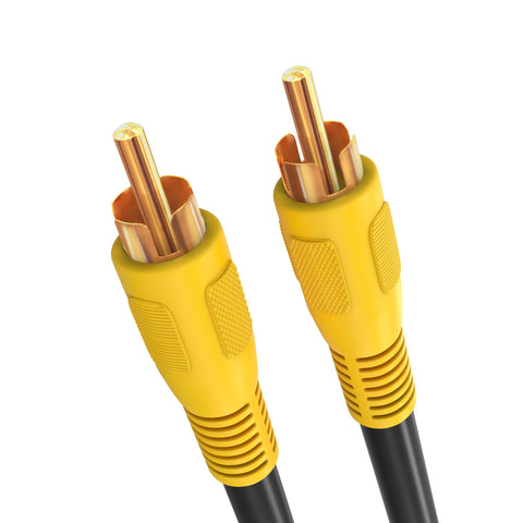 Cmple - RCA Subwoofer Cable 6 ft Digital Coaxial Audio Cable Composite Audio/Video Cord 1-RCA Cable Male to Male Coaxial RCA Cables for Home Theater, Rear View Parking Camera