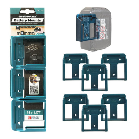 StealthMounts Battery Holder Compatible with Makita 18V (6 Pack) - Blue Battery Mounts | Made in The UK