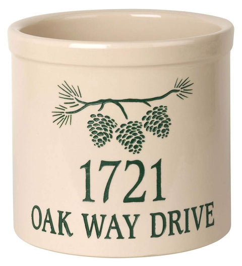 Whitehall Products Pine Bough Address Crock Planter, 2-Gallon, Green