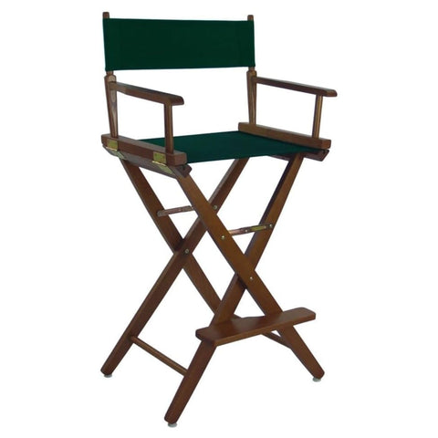 Oakestry Premium Extra Wide 30 Inch Directors Chair Mission Oak Frame Bar Height Wooden Folding Design Hunter Green Canvas Seat Portable Lightweight Comfortable Seating Indoor Outdoor Event Furniture