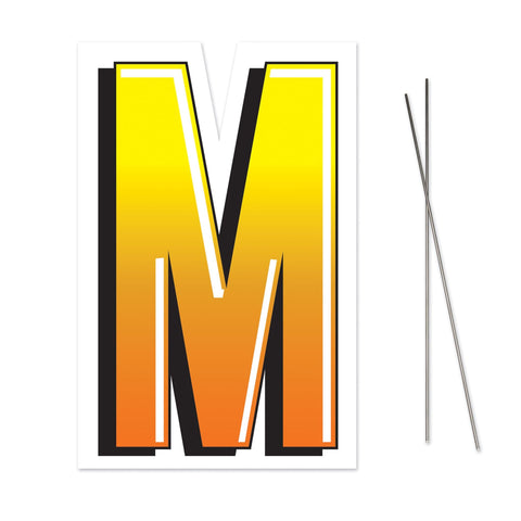 Beistle Plastic Letter M Yard Sign With Metal Stake - Happy Birthday Party Outdoor Lawn Decoration