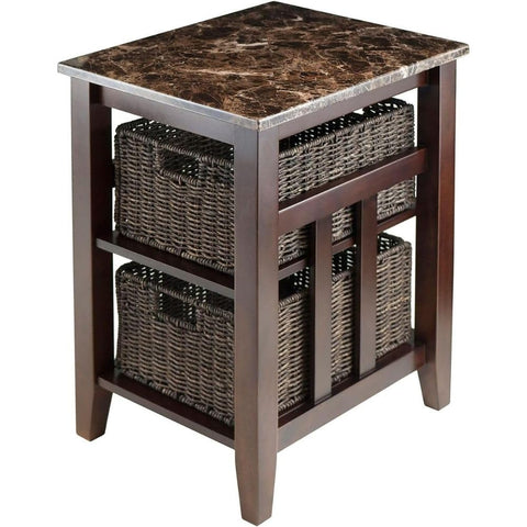 Oakestry Zoey Wooden Accent Table in Rich Chocolate Finish Featuring Rounded Top and Lower Shelf for Display and Storage Elegant Design Suited for Living Room Bedroom Office or Hallway