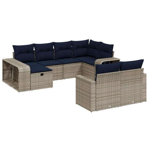 vidaXL Patio Sofa Set with Cushions 10 Piece, Outdoor Sectional Sofa Couch, Patio Conversation Set for Garden Backyard, Gray Poly Rattan