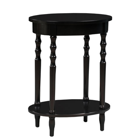Convenience Concepts Classic Accents Brandi Oval End Table with Drawer 20.5" - Classic Living Room Side Table with Storage Shelf, Bedroom Nightstand, Black