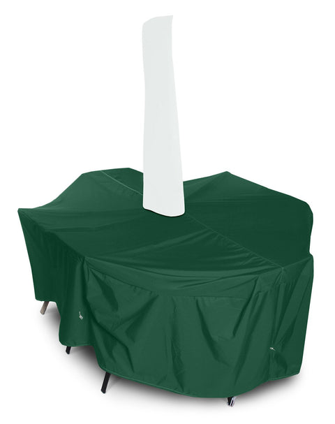 KoverRoos Weathermax 61451 X-Large Dining Set Cover with Umbrella Hole, 132 by 74 by 28-Inch, Forest Green