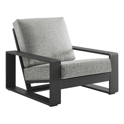 Modway Lirienne Aluminum Outdoor Armchair in Light Gray Gray - All-Weather Backyard Patio Accent Club Chair with Weather-Resistant Fabric Cushions