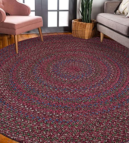 Rhody Rug Sophia SO45 Burgundy Red 4' x 4' Round - Braided Area Rug, Home Decor, Floor Mat or Bedroom Rug - Easy Care, Ideal for High Traffic Areas in Hallway and Living Room - Made in USA