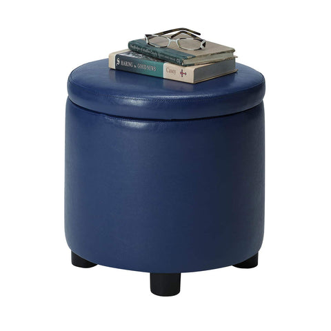 Designs4Comfort Round Accent Storage Ottoman with Reversible Tray Lid