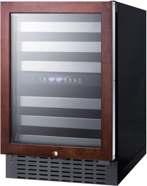 Summit Appliance SWC532BLBISTPNR Commercially Approved Dual Zone 24" Wide Built-In Wine Cellar with Panel-Ready Glass Door, Full Extension Shelves, Digital Thermostat and Black Cabinet