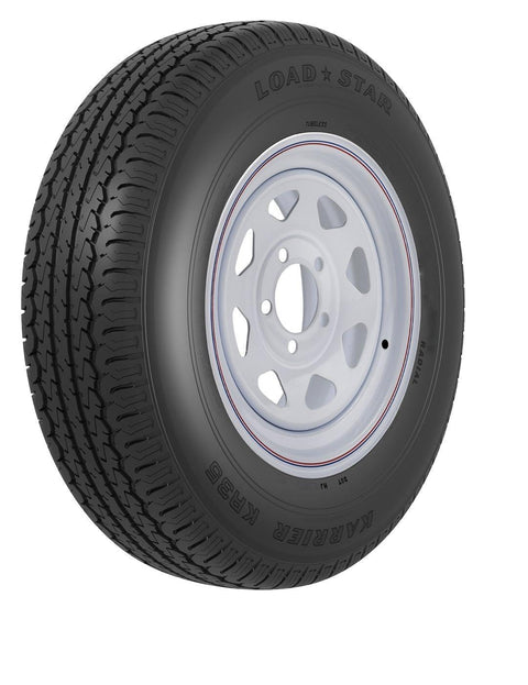 AMERICANA 34811 ST235/80R16 E/6H SPK WH STR KR35, 16" Diameter x 6 " Width; 6 x 139.7 Millimeter/ 6 x 5.50 Inch Bolt Pattern; 8 Spoke; 2 Piece Welded Steel Construction; White Stripes; ST235 x 80R16