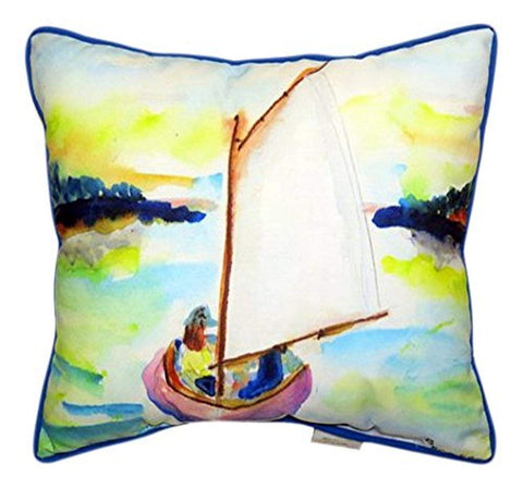 Betsy Drake Pink Sailboat Indoor/Outdoor Pillow, 20" x 24"