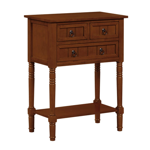 Convenience Concepts Kendra Entryway Hall Table 23.75" - 3 Storage Drawers, Traditional Console with Shelf for Decor, Office & Hallway Organizer, No Tools Assembly, Solid Wood Legs, Cherry
