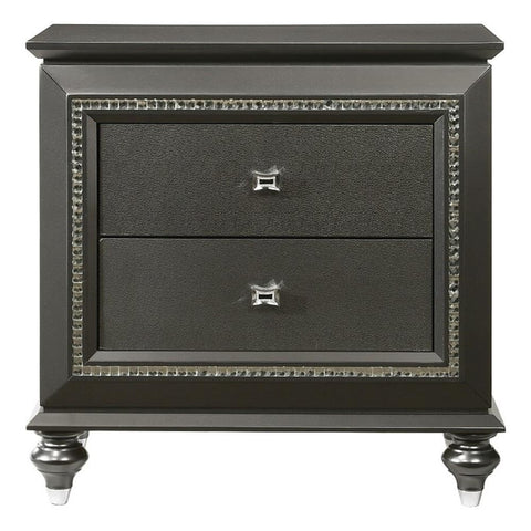 Acme Kaitlyn Wooden 2-Drawer Nightstand in Metallic Gray