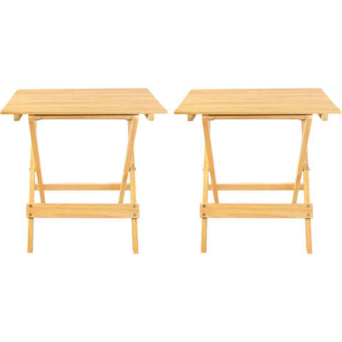 Oakestry Small Folding Side Table Set of 2, Solid Wood Portable Indoor Outdoor Patio Tables, No Assembly, Multi-Slat Plant Stand & Accent Table