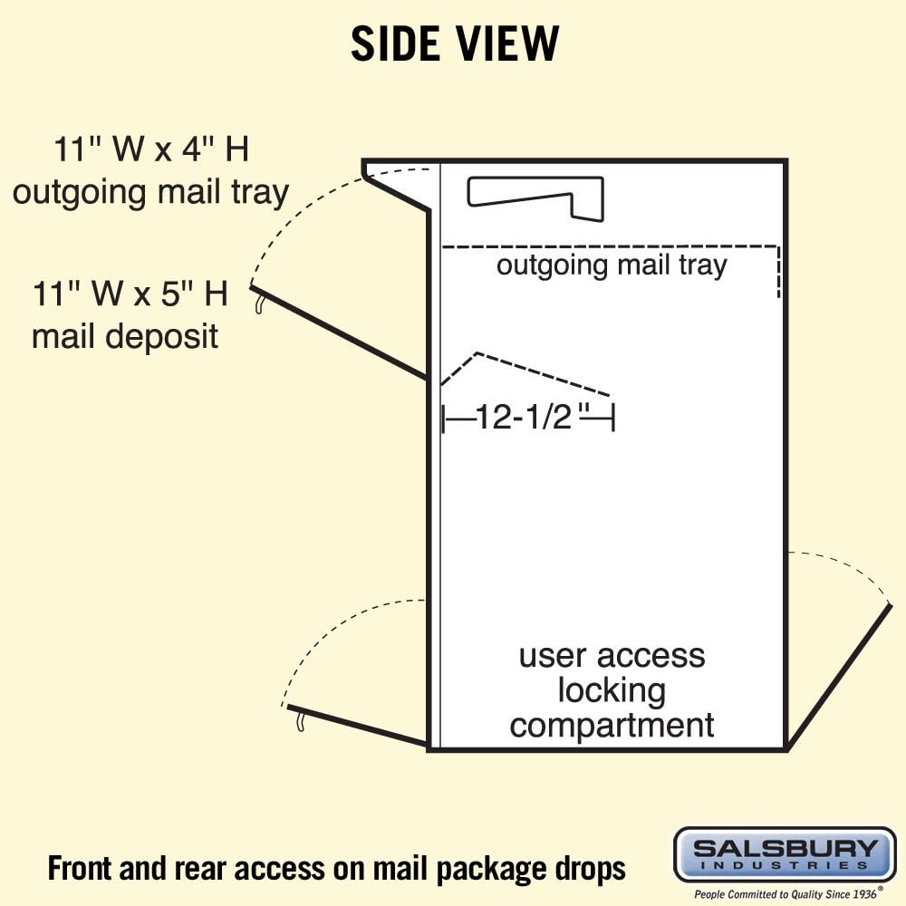 Salsbury Industries 4375WHT Mail Package Drop, White, 14.375 in. W x 36 in. H x 23 in. D