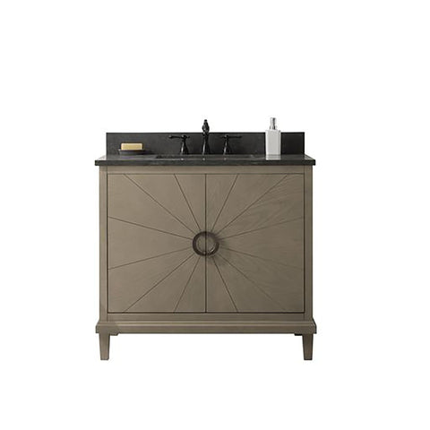 Legion Furniture Indoor Bathroom Home Decorative 36" Antique Gray Oak Vanity with Blue Limestone Top