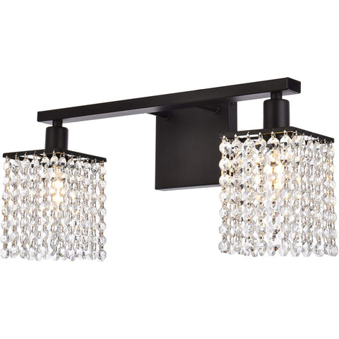Living District Phineas 2-Light Metal Bath Sconce in Black and Clear