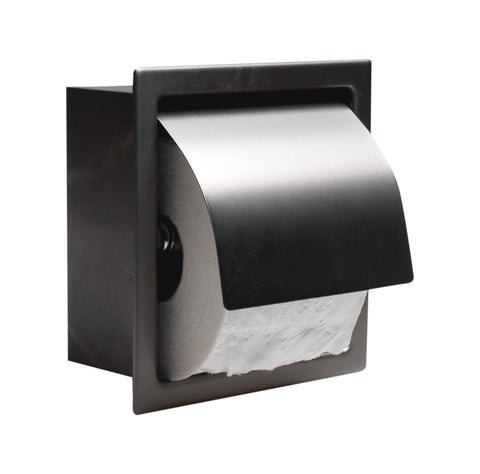 ALFI brand ABTPP77-BB Brushed Black Stainless Steel Recessed Toilet Paper Holder with Cover