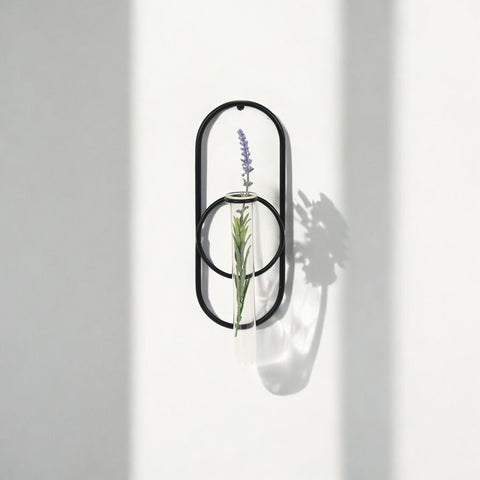 Cheungs Sephra 10.25" Oval Wall Hanging Planter - Indoor Plant Propagation Station and Flower Vase - Modern Black Finish for Living Room or Home Office Decor