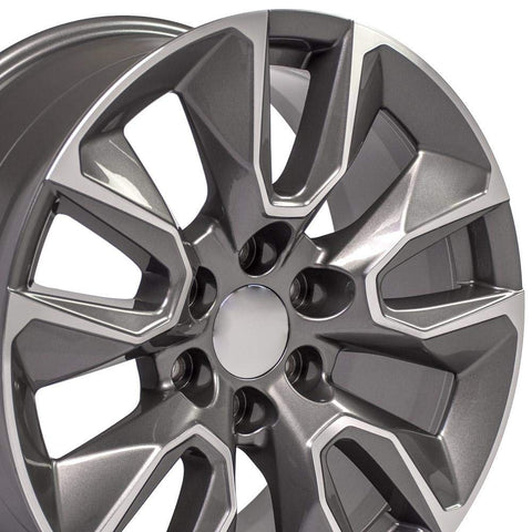 OE Wheels CV32 20 Inch Rim Fits Silverado 1500 RST Style 6x139.7 20x9 Gloss Gunmetal Machined - Hollander 5916 (1)