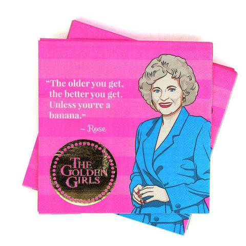 Prime Party Golden Girls Napkins, 16-Pack, Party Napkins, Gold, 3-Ply, 6.5 x 6.5 Inches Folded