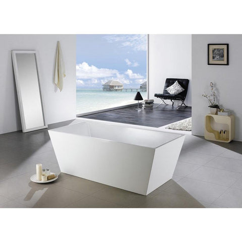 Kube Squadra 59" Free Standing Acrylic Bathtub - Gloss White