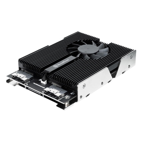 3.5 In. Bay to PCIe NVMe M.2 SSD x4 Adapter PCIe Gen4x4 per port 6007mm fan active cooling support 2242 / 2260 / 2280LED indicatorbifurcation requiredAluminum heatsink with thermal pad inclouded.