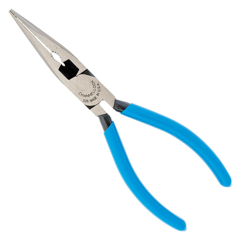 Channellock 326 6-Inch Long Nose Plier with Side Cutter, Blue
