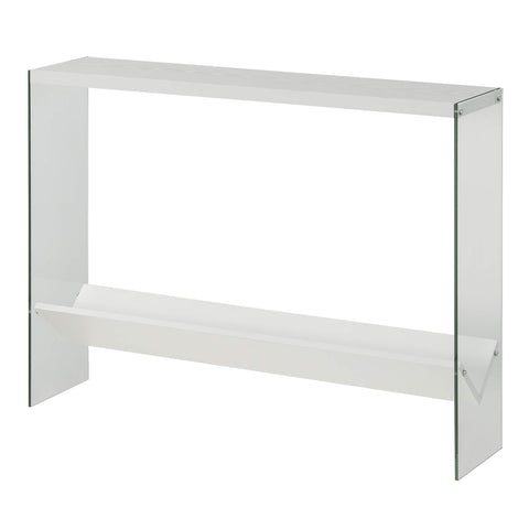 Convenience Concepts SoHo Glass Console Table 42" - Modern Sofa Table with Storage Shelf, Narrow Entryway Hall Table for Living Room, Display Accent Table, White