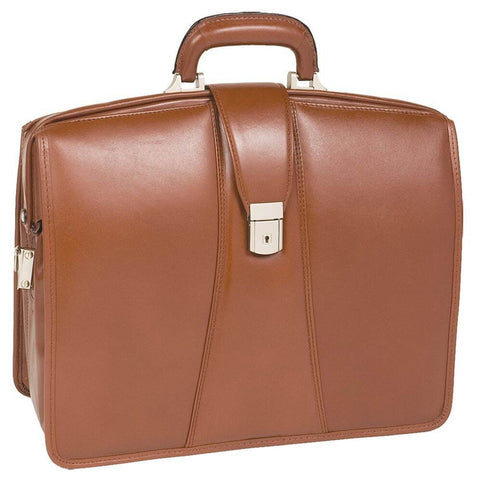 Mcklein USA Harrison, Top Grain Cowhide, 17" Leather Partners Laptop Briefcase, Brown