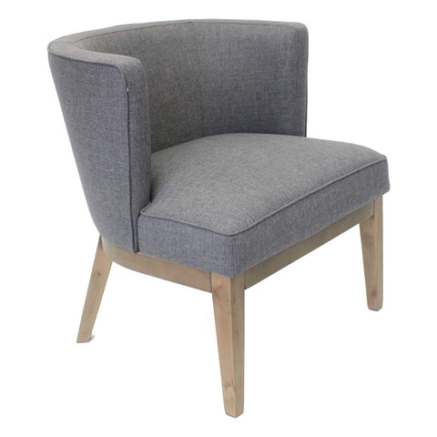 Oakestry Slate Grey Ava Drift Accent Chair Upholstered Linen Fabric Driftwood Finish Legs Extra Large Padded Seat Enhanced Comfort Armless Design Solid Back for Home Office Reception or Dining Areas