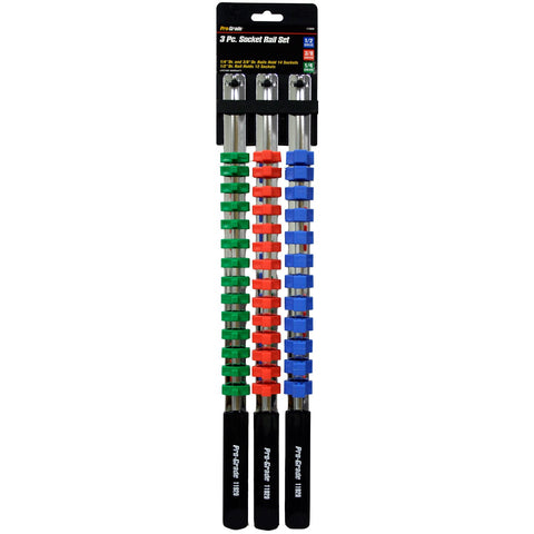 Prograde 3 PC. 1/4", 3/8", 1/2" DR. SOCKET RAIL,Multi,3pc,11920