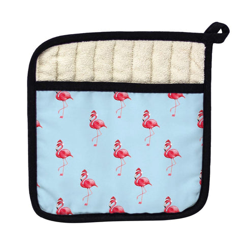 Betsy Drake PT084S Tiled Flamingo Santa Pot Holder