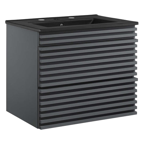 Modway Render 24" Wall-Mount Bathroom Vanity in Gray Black