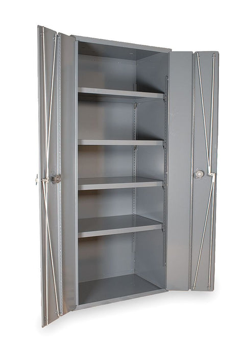 Durham Heavy Duty Welded 14 Gauge Steel Bi-Fold Door Cabinet, 3952-4S-95, 900 lbs Capacity, 18" Length x 36" Width x 84" Height, 4 Shelves