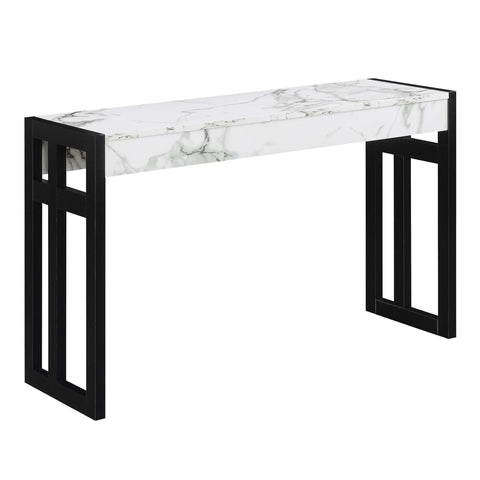 Convenience Concepts Monterey Console Table 49.5" - Modern Narrow Sofa Display Accent with Storage Shelf for Contemporary Living Room, Entryway, Hallway, or Bedroom, White Faux Marble