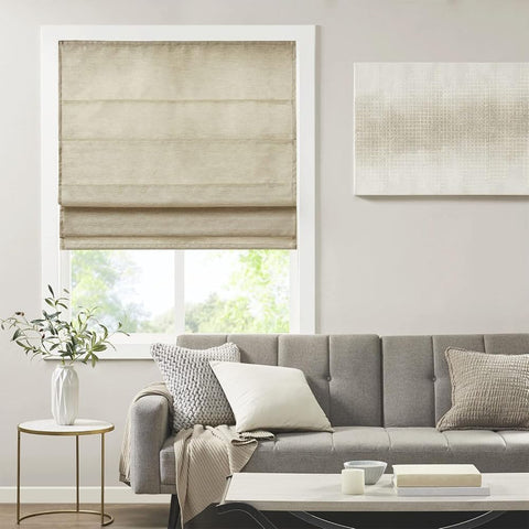 Oakestry Cordless Roman Shades Energy Efficient Thermal Insulated Darkening Privacy Single Panel Window Blind Treatment for Bedroom, 31x64, Como, Taupe