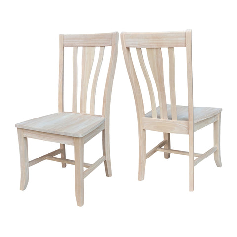 IC INTERNATIONAL CONCEPTS Set of 2 Weston Solid Wood Chairs in Unfinished