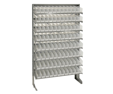 Quantum Storage Systems QPRS-100CL Solid Single Sided 8 Shelves 96 Economy Clear Bins 60" H x 36" W x 12" D