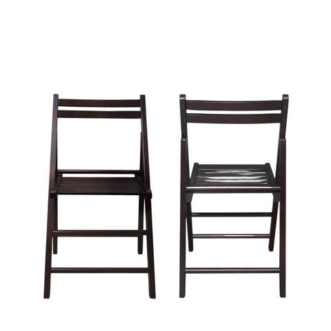 Oakestry Wooden Folding Chairs Set of 2, Espresso Rubberwood Portable Foldable Chairs for Indoor Outdoor Events, Space Saving Dining & Party Seating