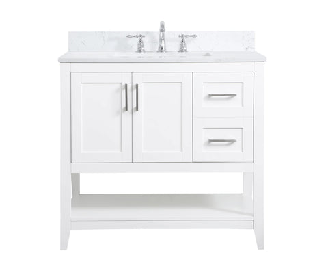 Elegant Decor Aubrey 36" MDF Single Bathroom Vanity with Backsplash in White