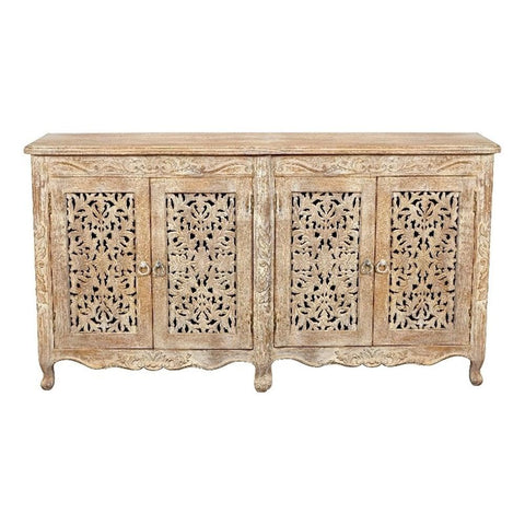Moti Carter Solid Wood 4 Door Sideboard in Antique White