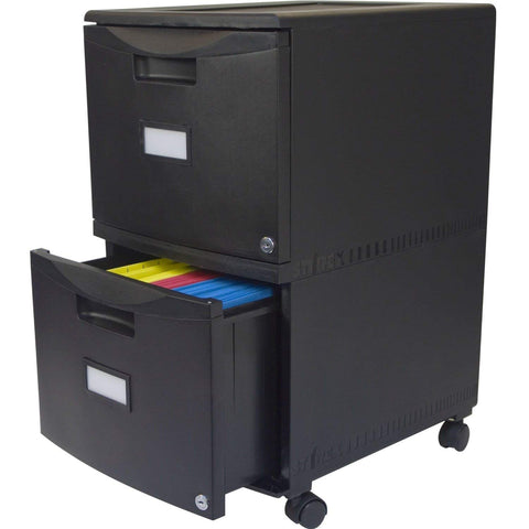 Black 2-Drawer Locking Letter-Legal Size File Cabinet with Casters-Wheels