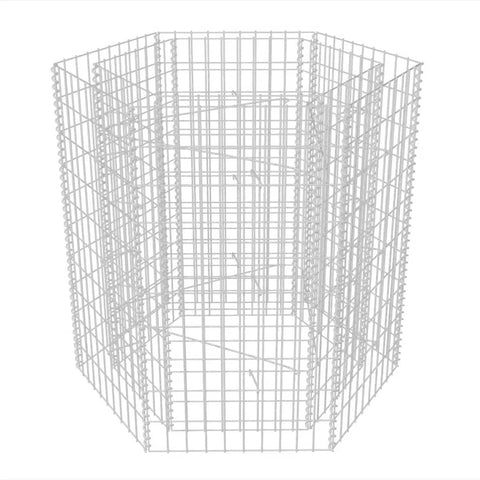 vidaXL Gabion Basket Hexagonal, Galvanised Steel Gabion Planter, Gabion Raised Bed for Garden, High Load Capacity, 39.4"x35.4"x39.4"