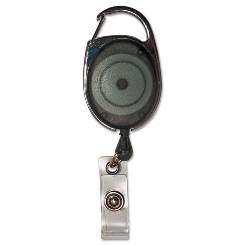 Carabiner-Style Retractable Id Card Reel 30 inch Extension Smoke 12/pack