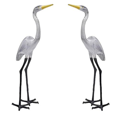 Oakestry Snowy White Egret Bird Statue in Cast Aluminum with Subtle Color Accents,Garden Ornament and Outdoor Wildlife Décor Accent, Durable Weather-Resistant Standing Sculpture for Yard