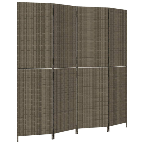 vidaXL Poly Rattan Room Divider 4 Panels Gray - 77.2"x70.9" - Durable Privacy Screen for Indoor/Outdoor, Bedroom, Living Room