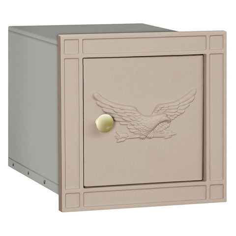 Salsbury Industries 4140E-BGE Cast Aluminum Column Non-Locking Eagle Door Mailbox, Beige