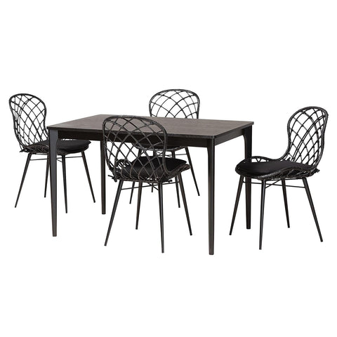 Baxton Studio Sabelle 47.2-inch W Dining Set, Black, 5-Piece