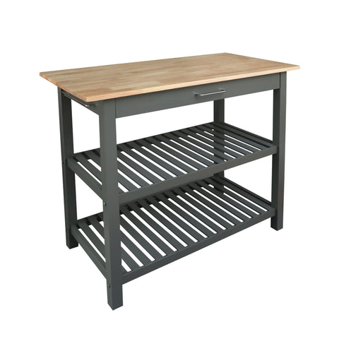 Casual Home Kitchen Island with Solid American Hardwood Top, Slate Gray, 40" W (373-932)